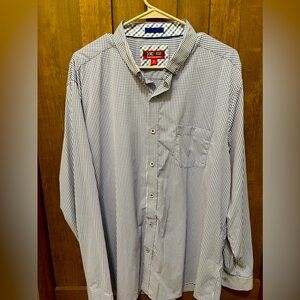Johnston & Murphy XC4 Extreme Comfort Button Collar Shirt - Blue Gingham - XXL